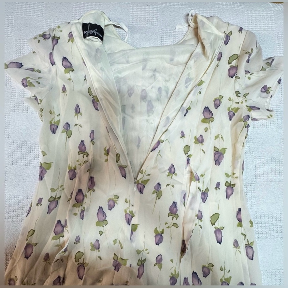 Vintage Positive Attitude Cream and Purple Floral Maxi Dress - Picture 9 of 10